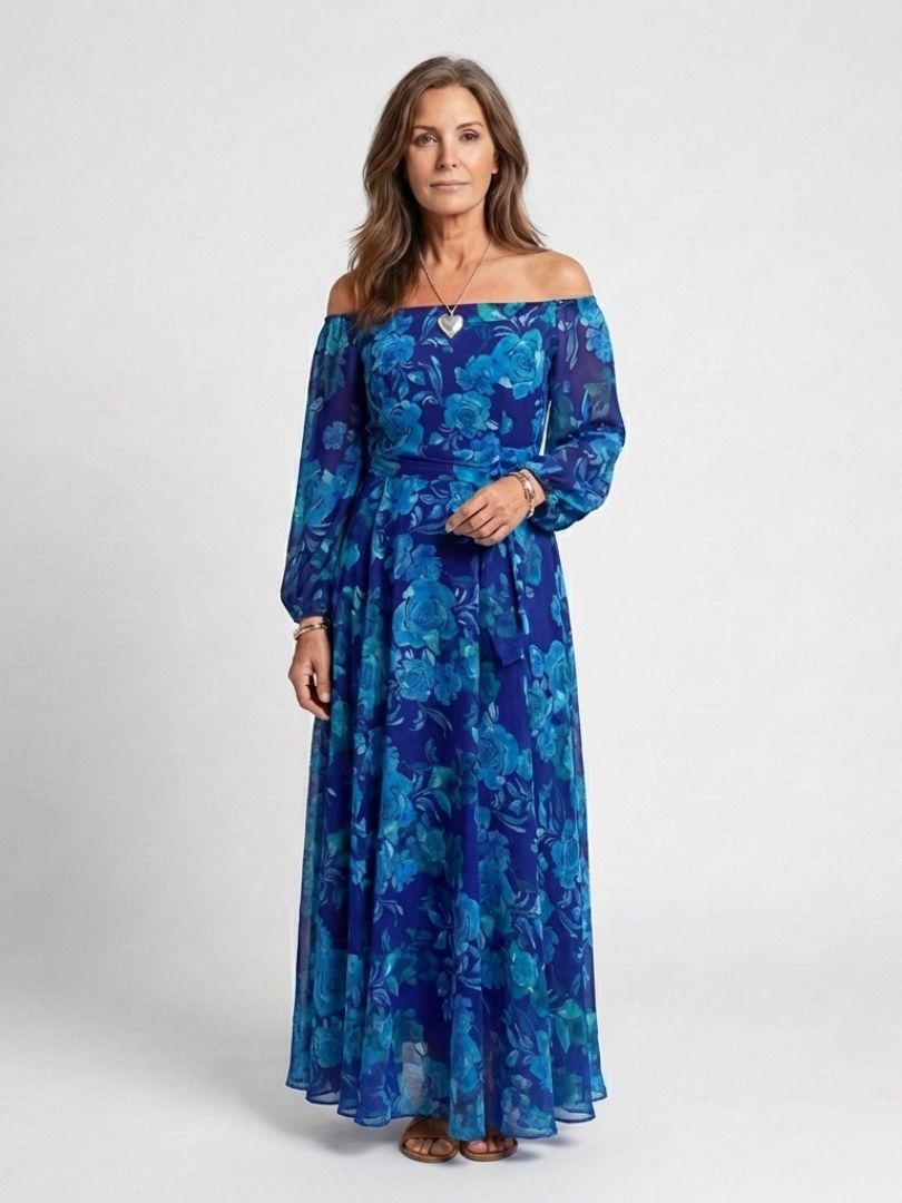 Off Shoulder Floral Maxi Dress