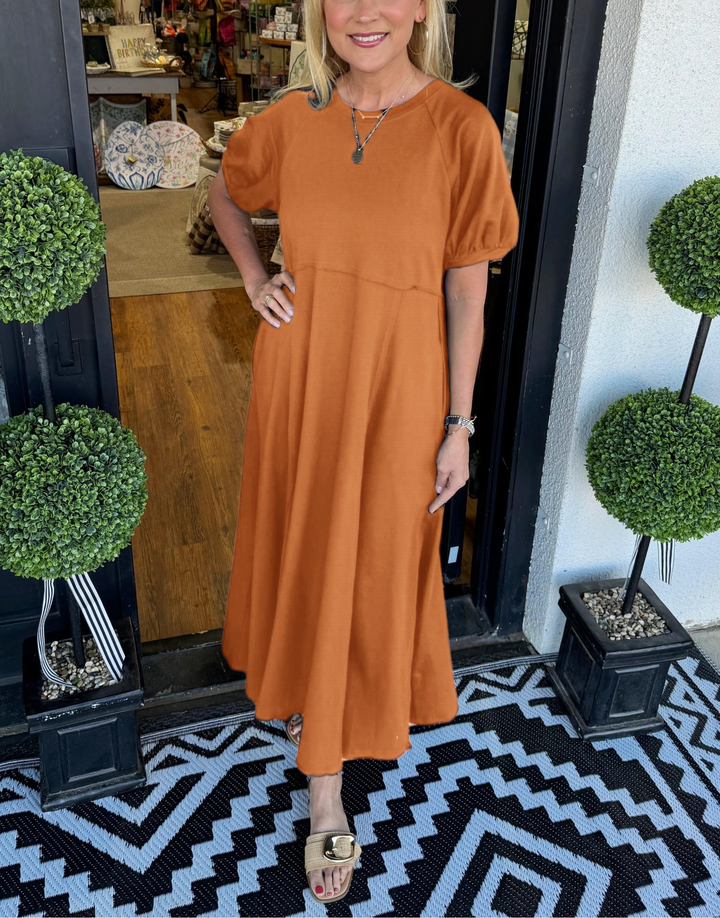 ODETTE | Puff-Sleeve Maxi for Flattering Grace and Comfort