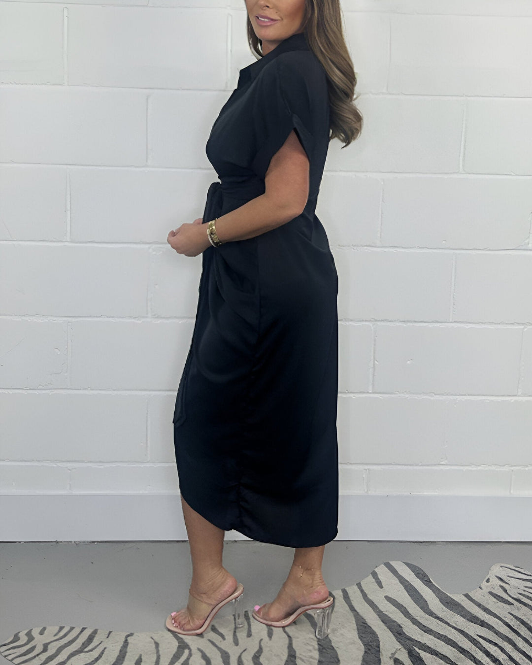 CARLA | Shirt Dress with Bow and Ruffled Hem for Everyday Elegance