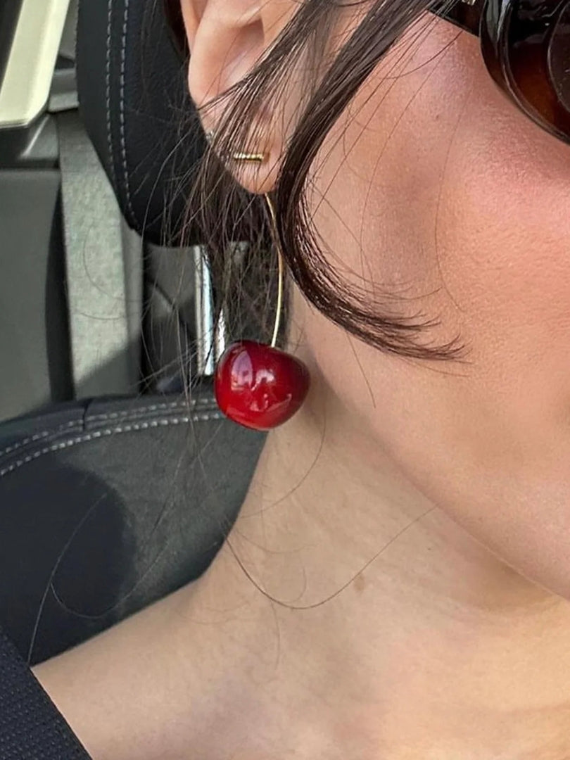 Blood Red Cherry Earrings, Y2K Jewelry, Y2K, Coquette, Lightweight, White Elephant Gift, Galentine&