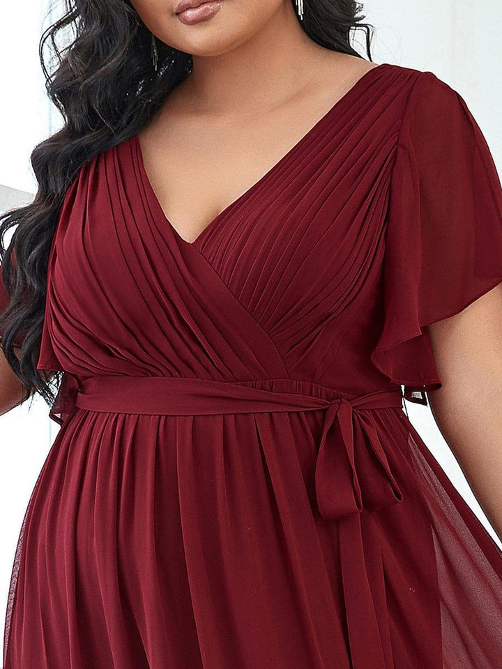 ever LEORA|A-Line Pleated Chiffon Tie-Waist Wedding Guest Dress