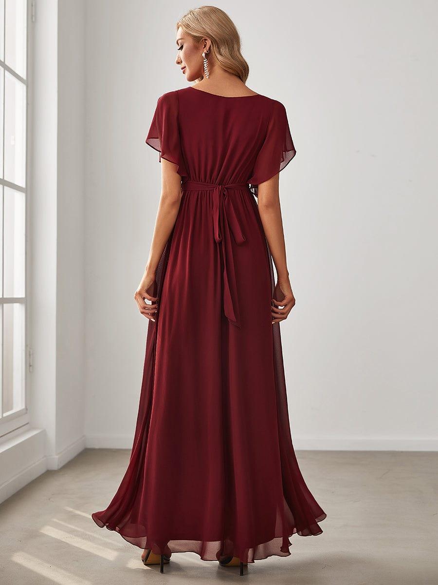 ever LEORA|A-Line Pleated Chiffon Tie-Waist Wedding Guest Dress