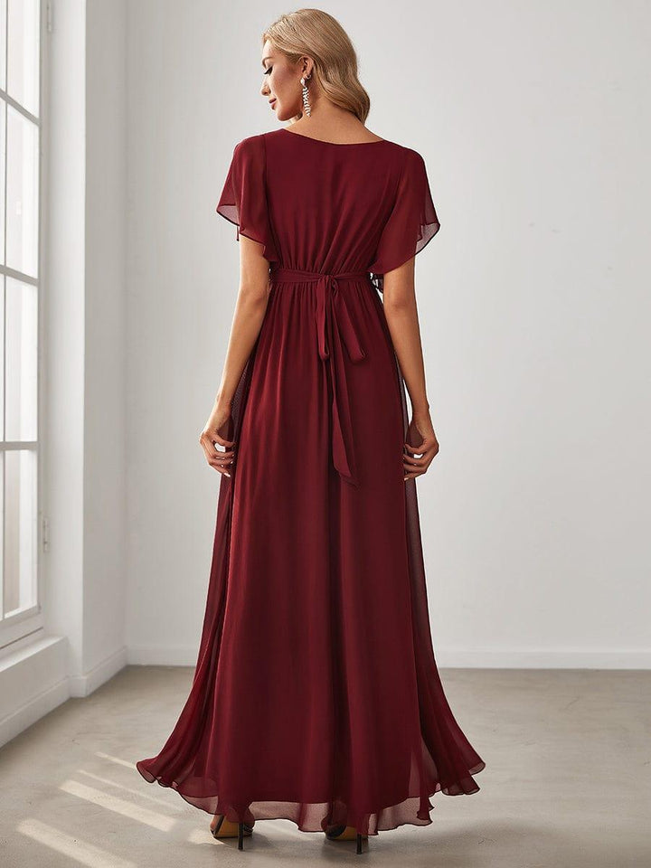 ever LEORA|A-Line Pleated Chiffon Tie-Waist Wedding Guest Dress