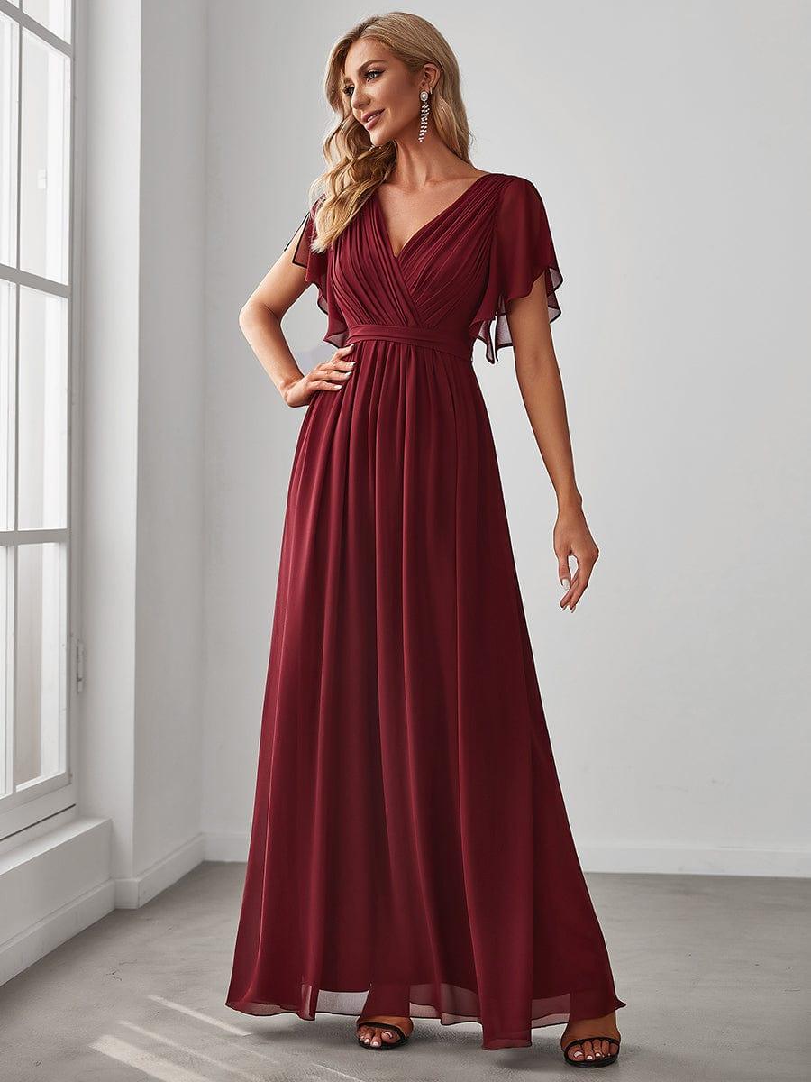 ever LEORA|A-Line Pleated Chiffon Tie-Waist Wedding Guest Dress