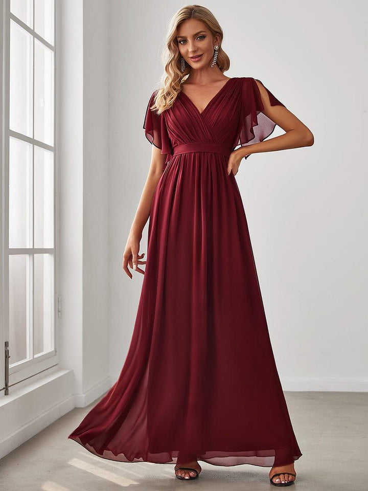 ever LEORA|A-Line Pleated Chiffon Tie-Waist Wedding Guest Dress