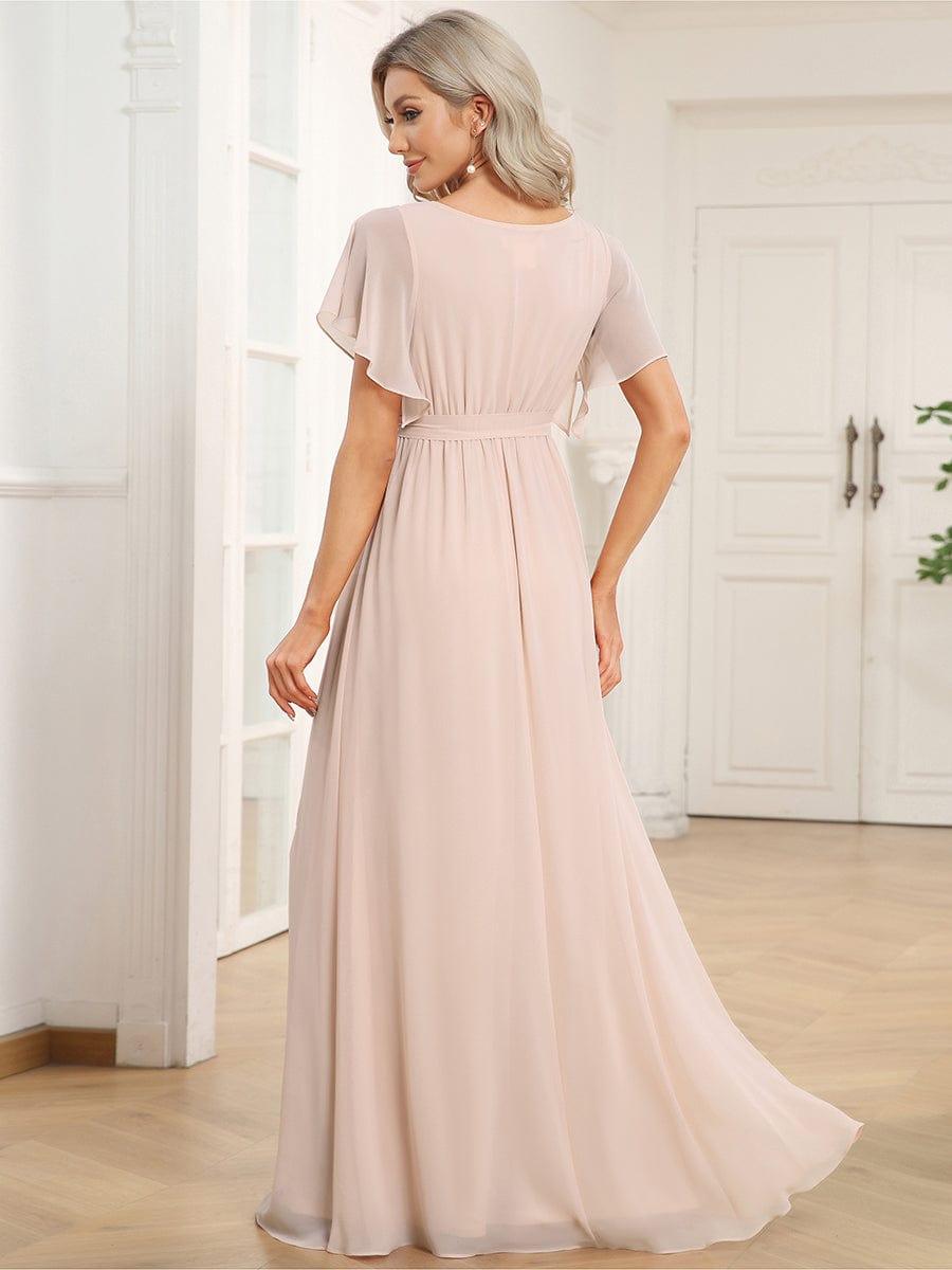 ever LEORA|A-Line Pleated Chiffon Tie-Waist Wedding Guest Dress