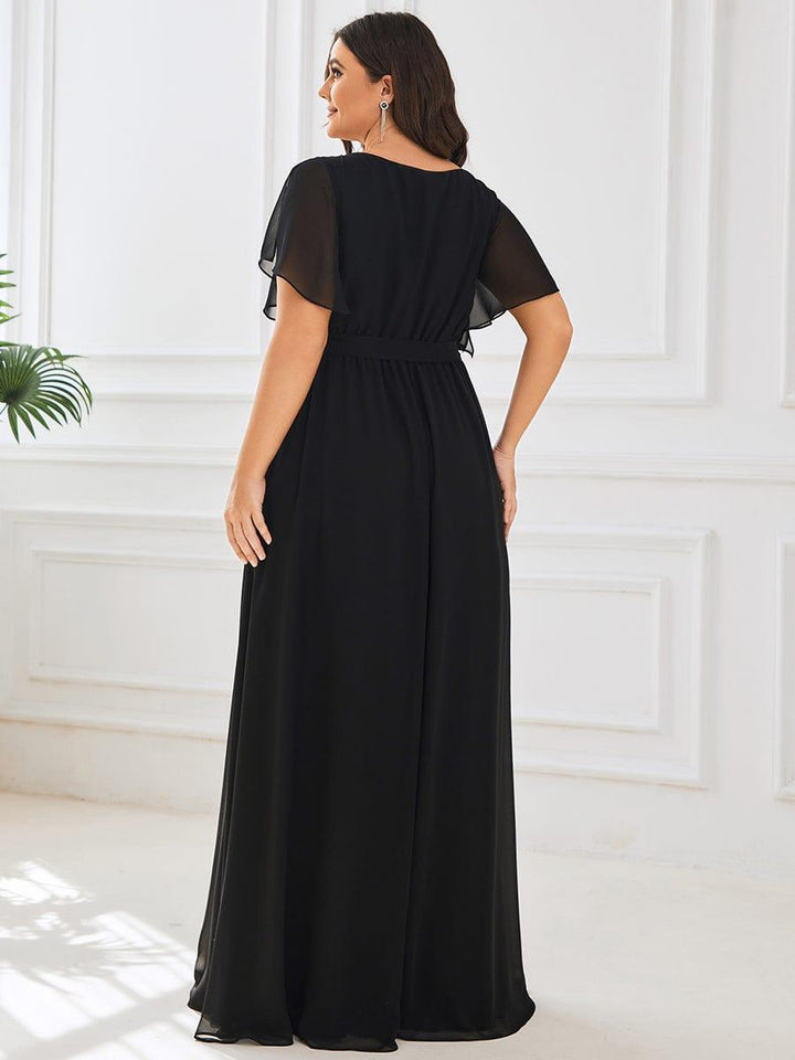 ever LEORA|A-Line Pleated Chiffon Tie-Waist Wedding Guest Dress