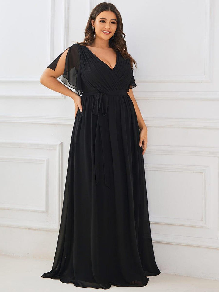 ever LEORA|A-Line Pleated Chiffon Tie-Waist Wedding Guest Dress