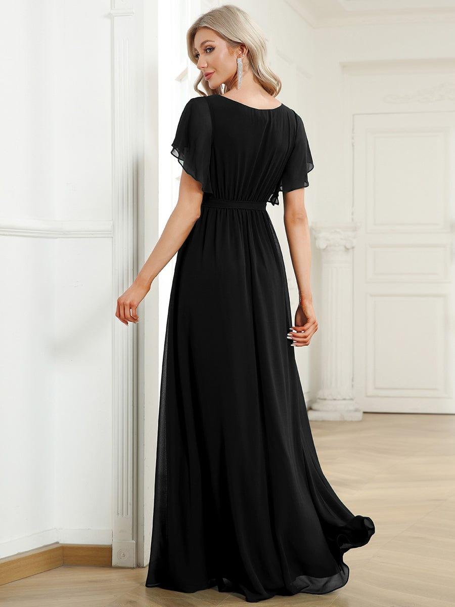 ever LEORA|A-Line Pleated Chiffon Tie-Waist Wedding Guest Dress