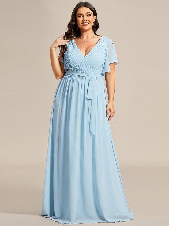 ever LEORA|A-Line Pleated Chiffon Tie-Waist Wedding Guest Dress