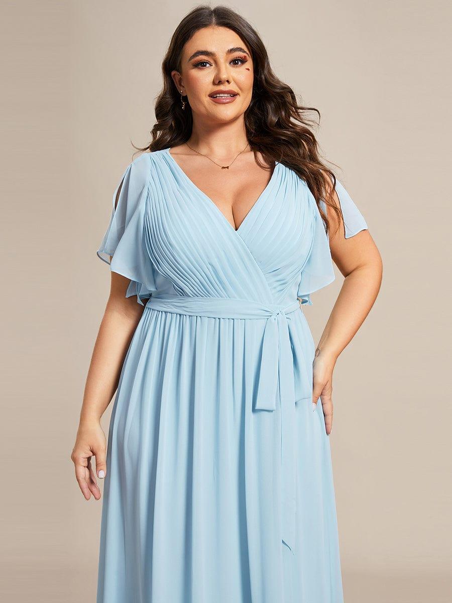 ever LEORA|A-Line Pleated Chiffon Tie-Waist Wedding Guest Dress