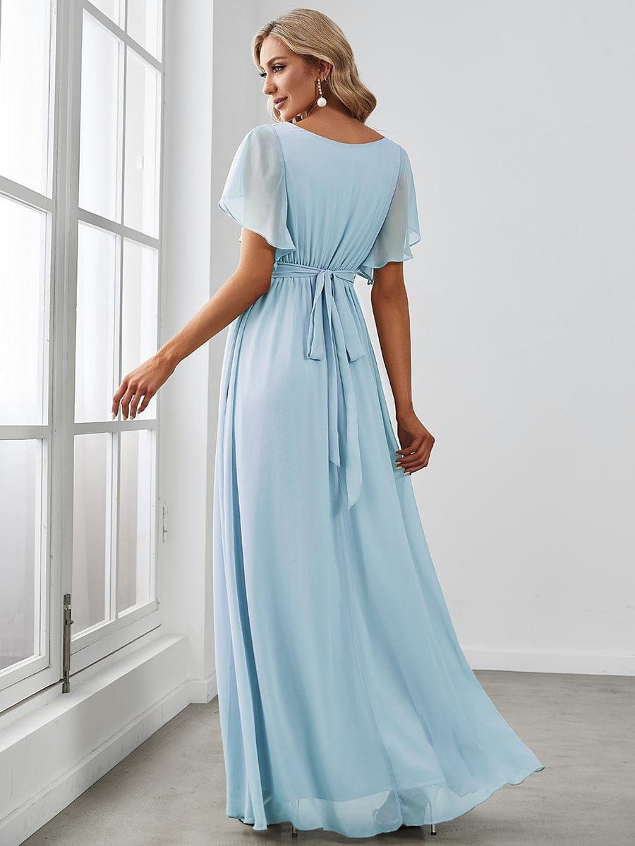 ever LEORA|A-Line Pleated Chiffon Tie-Waist Wedding Guest Dress