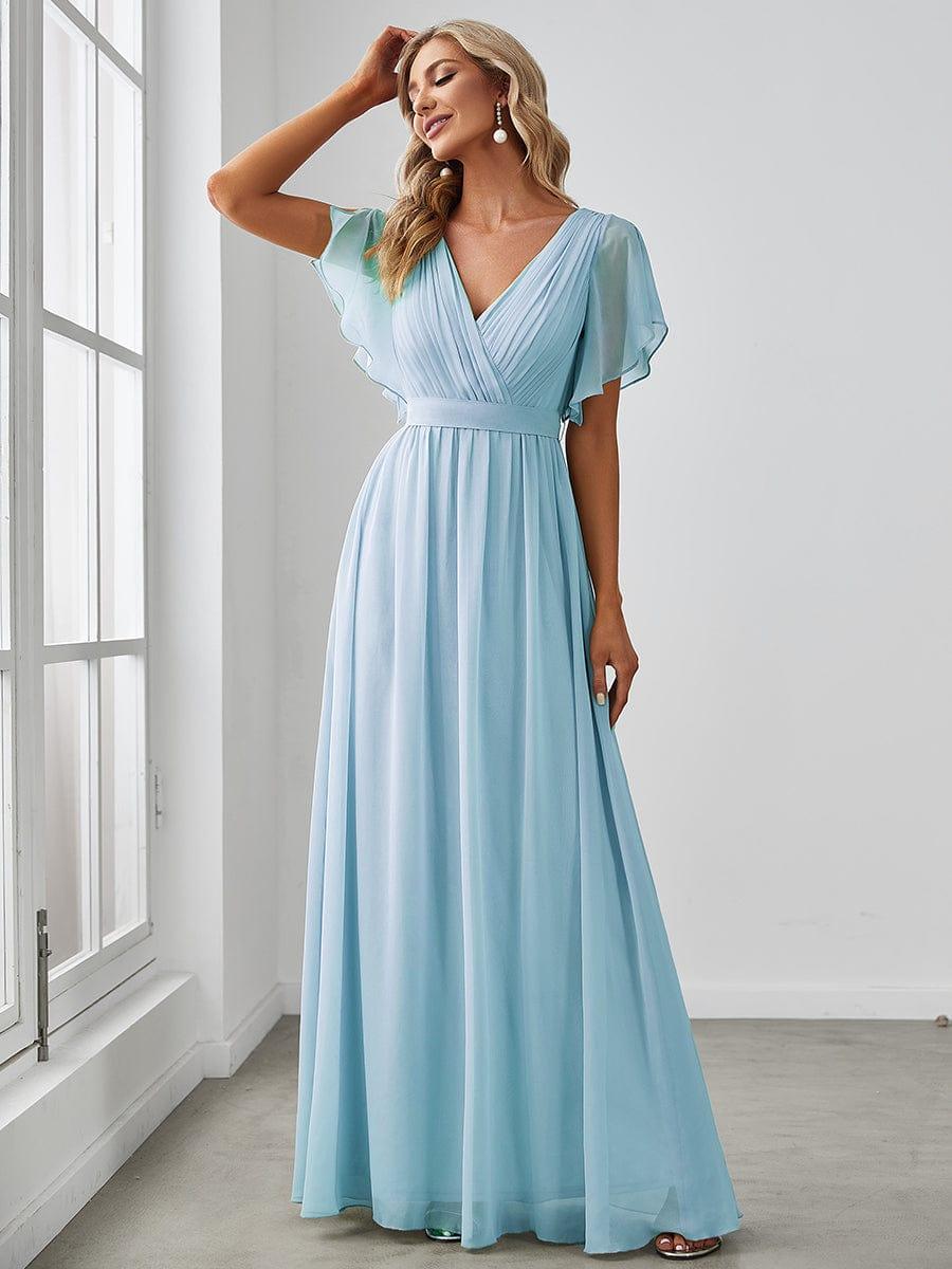 ever LEORA|A-Line Pleated Chiffon Tie-Waist Wedding Guest Dress