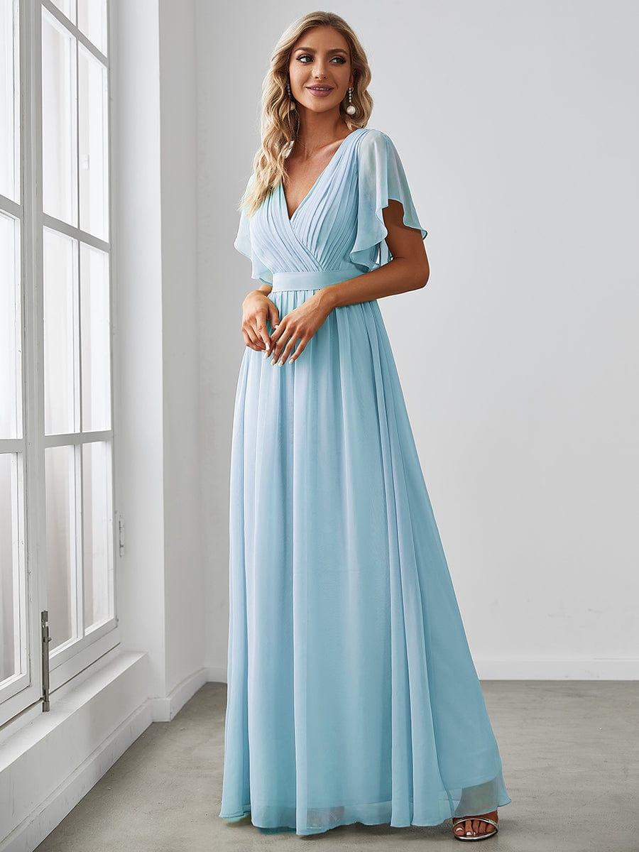 ever LEORA|A-Line Pleated Chiffon Tie-Waist Wedding Guest Dress
