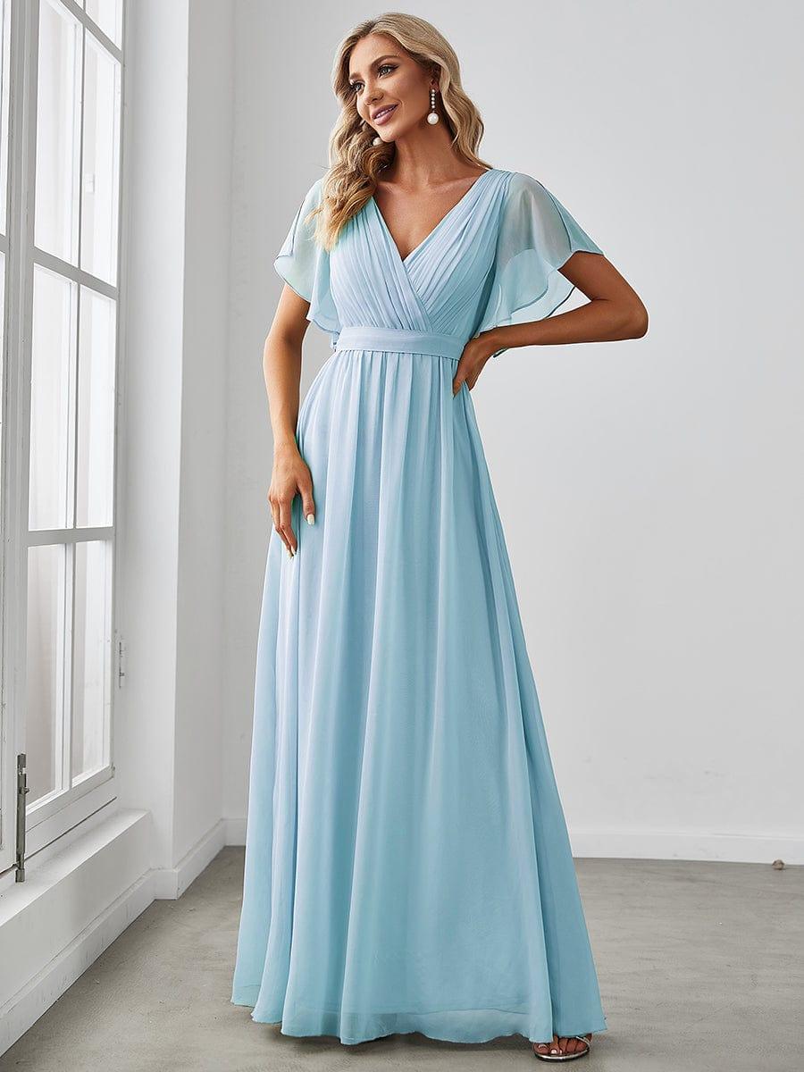 ever LEORA|A-Line Pleated Chiffon Tie-Waist Wedding Guest Dress