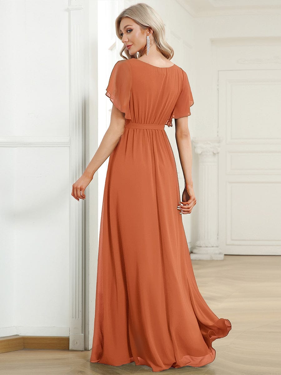 ever LEORA|A-Line Pleated Chiffon Tie-Waist Wedding Guest Dress