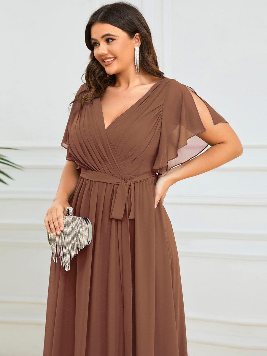 ever LEORA|A-Line Pleated Chiffon Tie-Waist Wedding Guest Dress