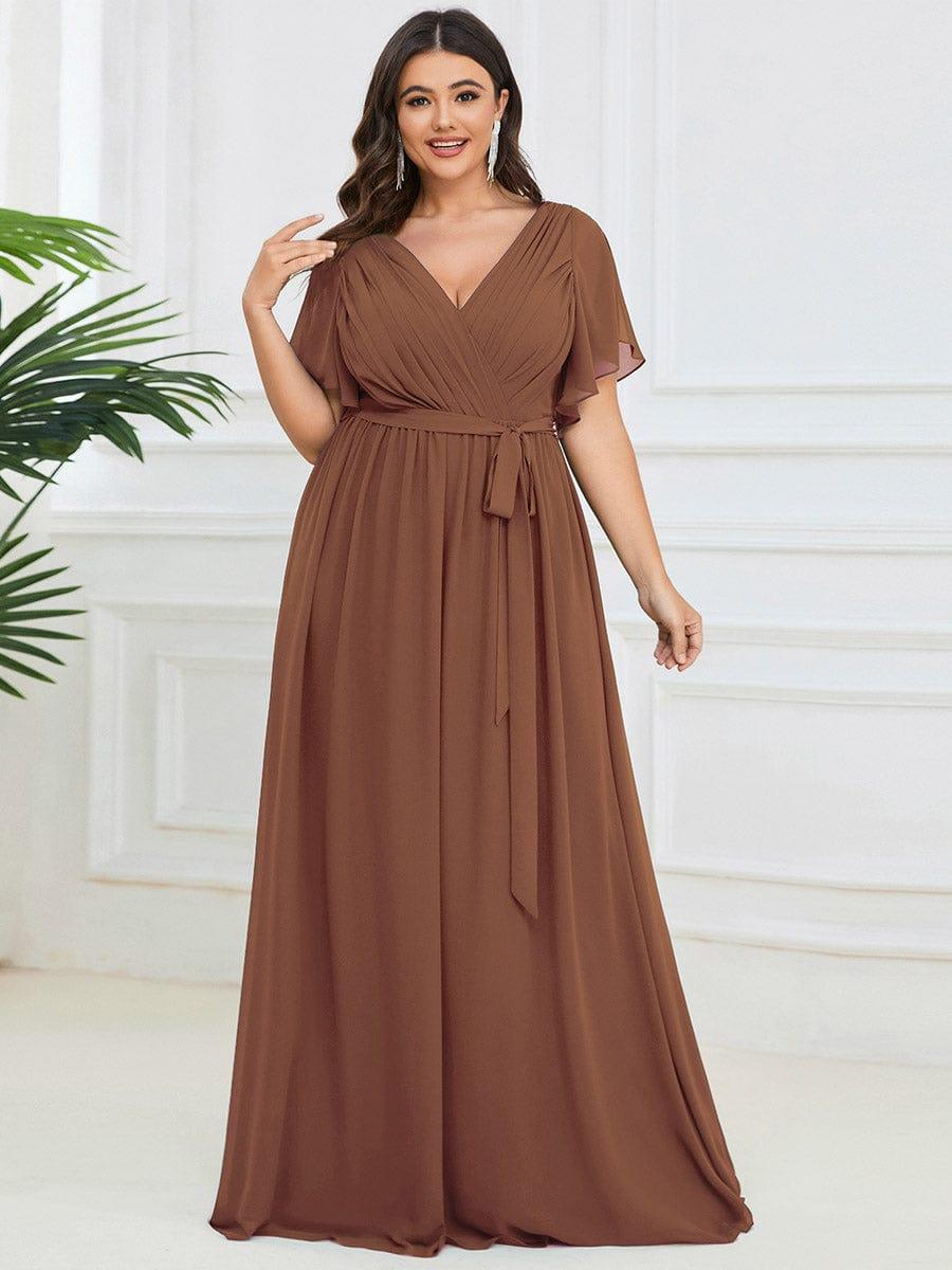 ever LEORA|A-Line Pleated Chiffon Tie-Waist Wedding Guest Dress