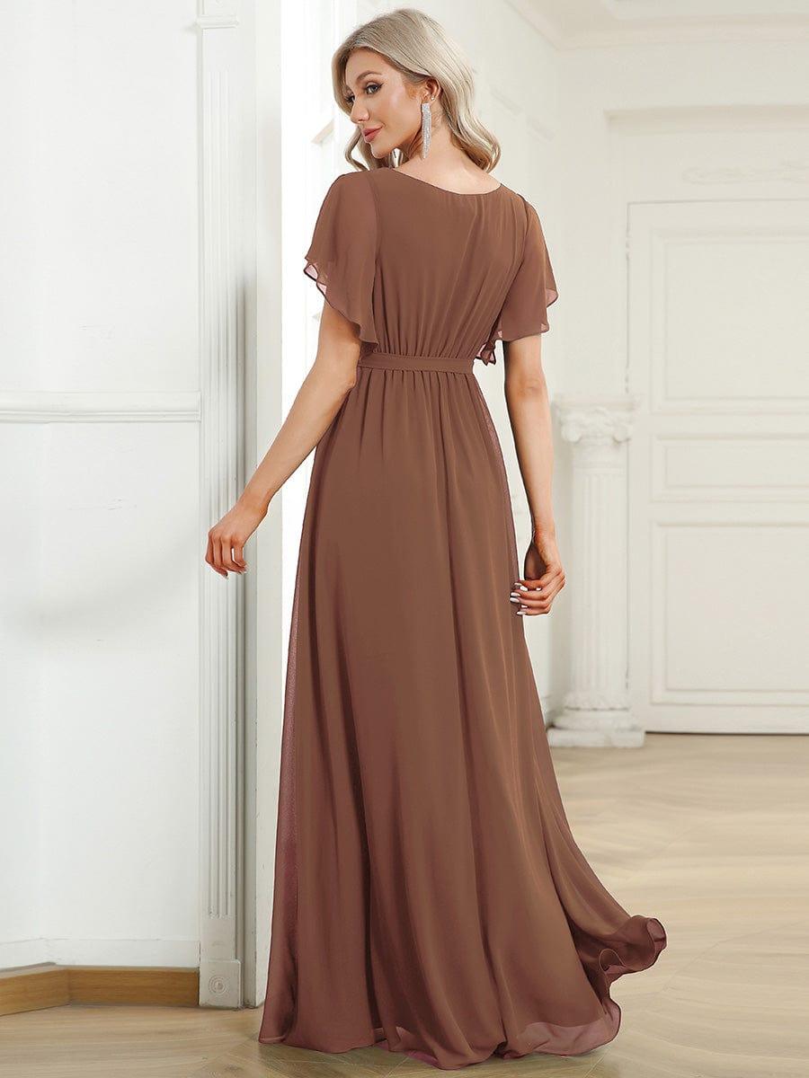 ever LEORA|A-Line Pleated Chiffon Tie-Waist Wedding Guest Dress