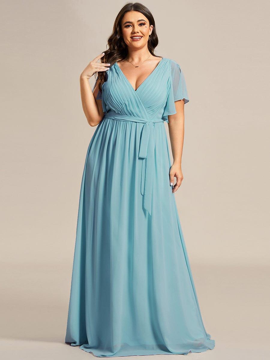 ever LEORA|A-Line Pleated Chiffon Tie-Waist Wedding Guest Dress