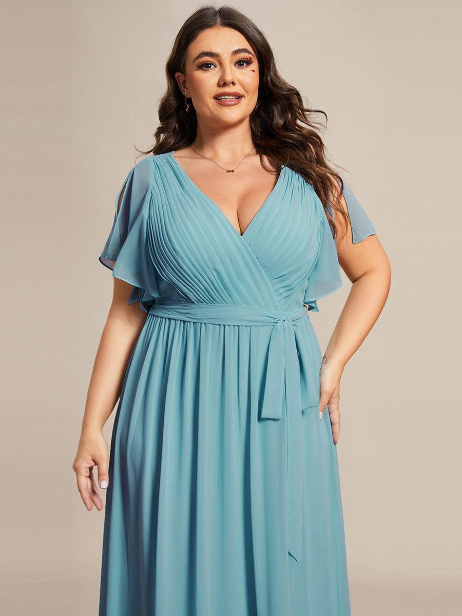 ever LEORA|A-Line Pleated Chiffon Tie-Waist Wedding Guest Dress