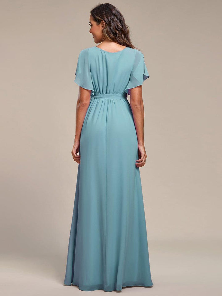 ever LEORA|A-Line Pleated Chiffon Tie-Waist Wedding Guest Dress