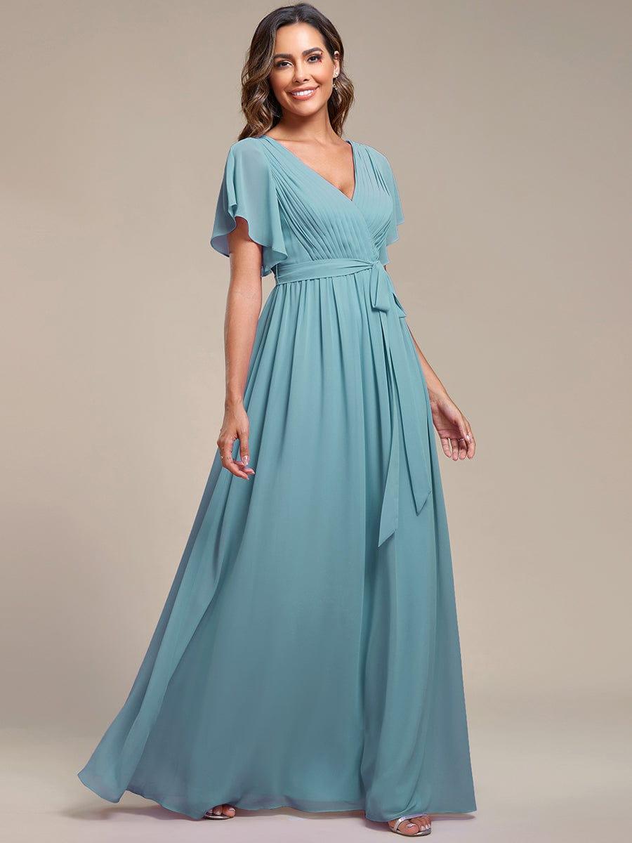 ever LEORA|A-Line Pleated Chiffon Tie-Waist Wedding Guest Dress