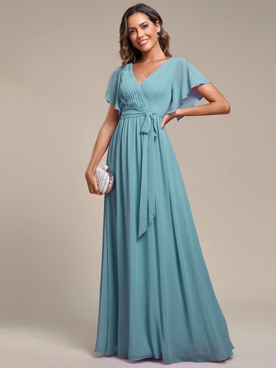 ever LEORA|A-Line Pleated Chiffon Tie-Waist Wedding Guest Dress