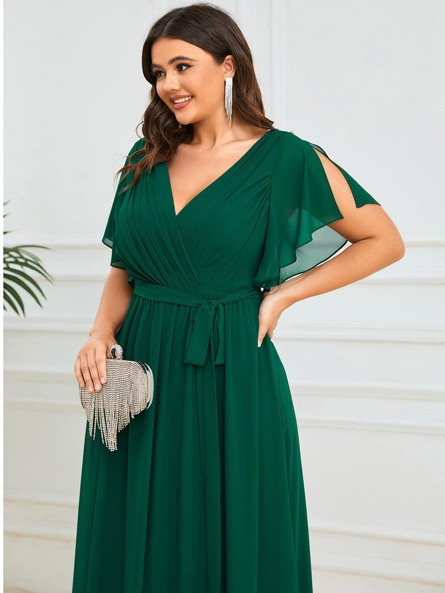 ever LEORA|A-Line Pleated Chiffon Tie-Waist Wedding Guest Dress
