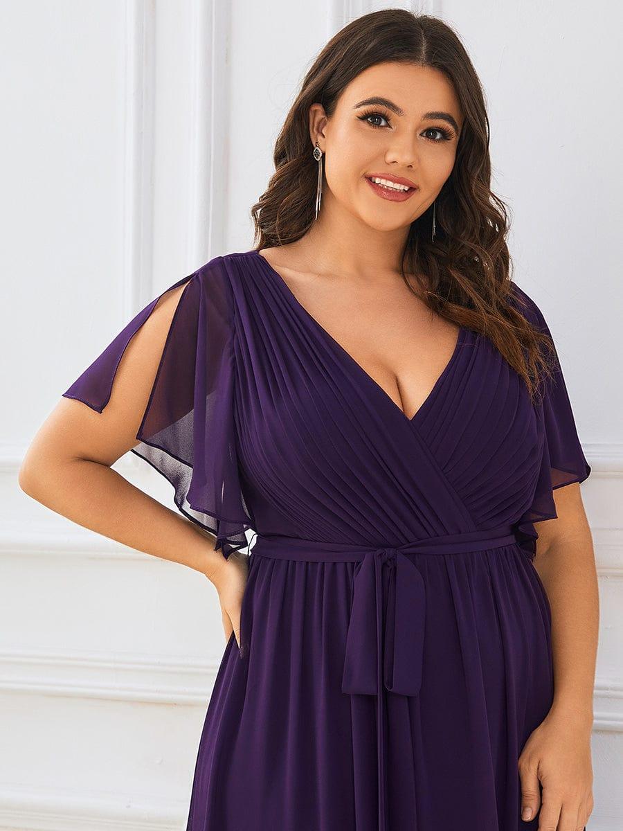 ever LEORA|A-Line Pleated Chiffon Tie-Waist Wedding Guest Dress