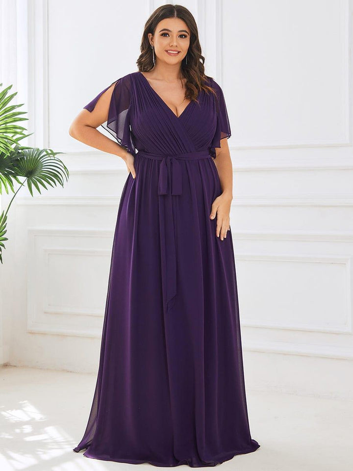 ever LEORA|A-Line Pleated Chiffon Tie-Waist Wedding Guest Dress