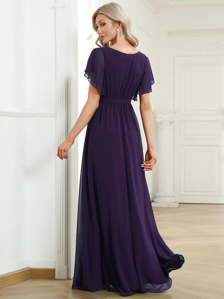 ever LEORA|A-Line Pleated Chiffon Tie-Waist Wedding Guest Dress