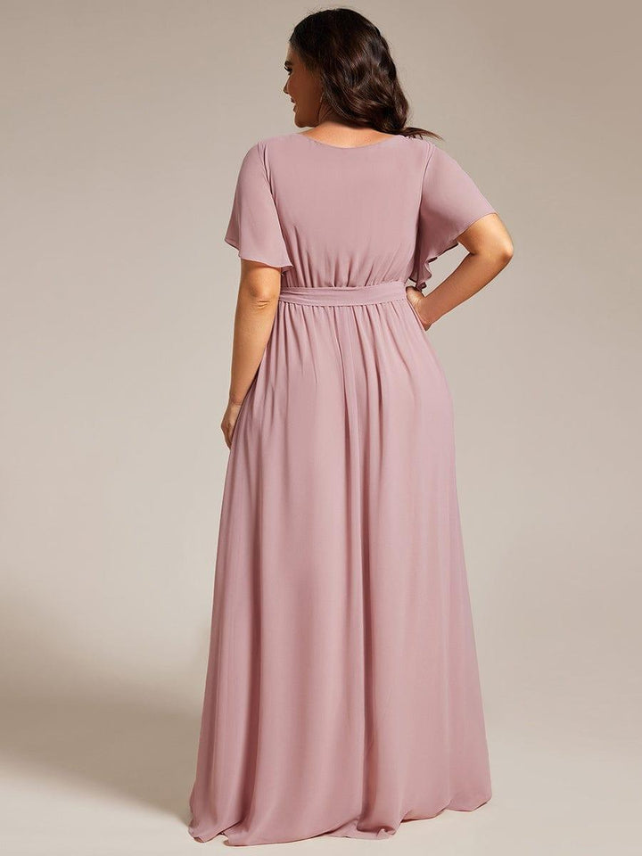 ever LEORA|A-Line Pleated Chiffon Tie-Waist Wedding Guest Dress