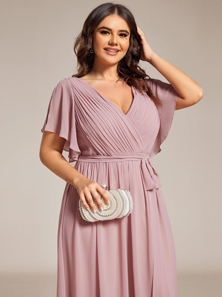 ever LEORA|A-Line Pleated Chiffon Tie-Waist Wedding Guest Dress