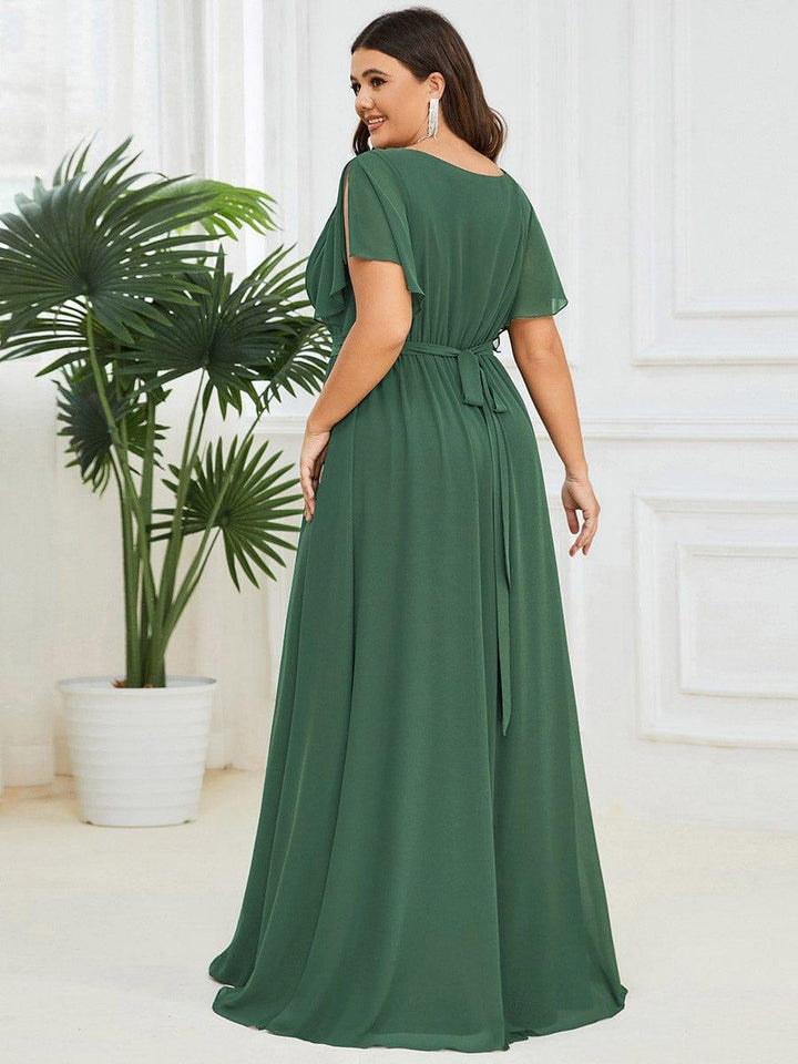ever LEORA|A-Line Pleated Chiffon Tie-Waist Wedding Guest Dress
