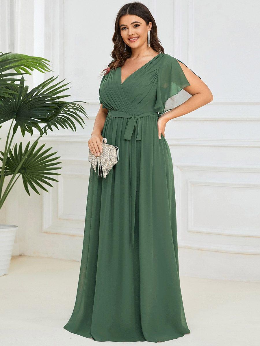 ever LEORA|A-Line Pleated Chiffon Tie-Waist Wedding Guest Dress