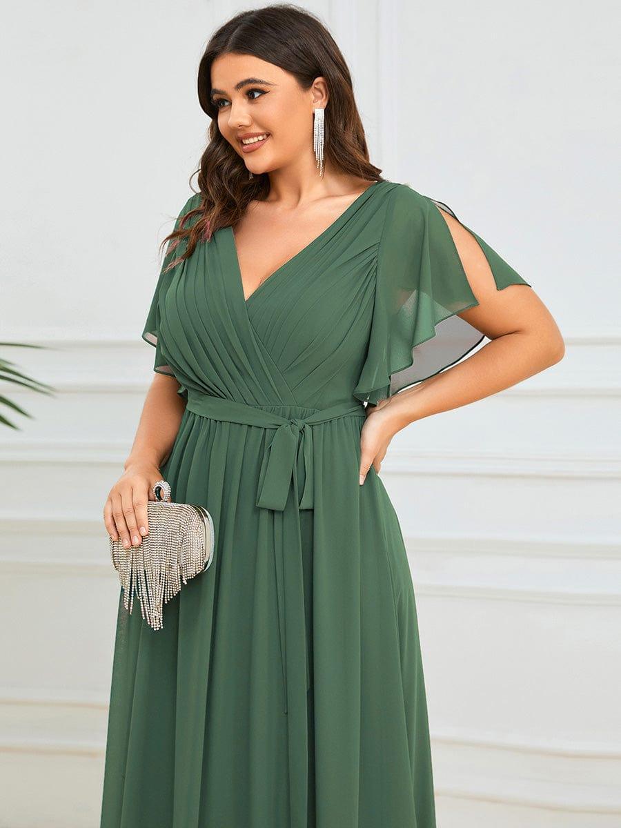ever LEORA|A-Line Pleated Chiffon Tie-Waist Wedding Guest Dress