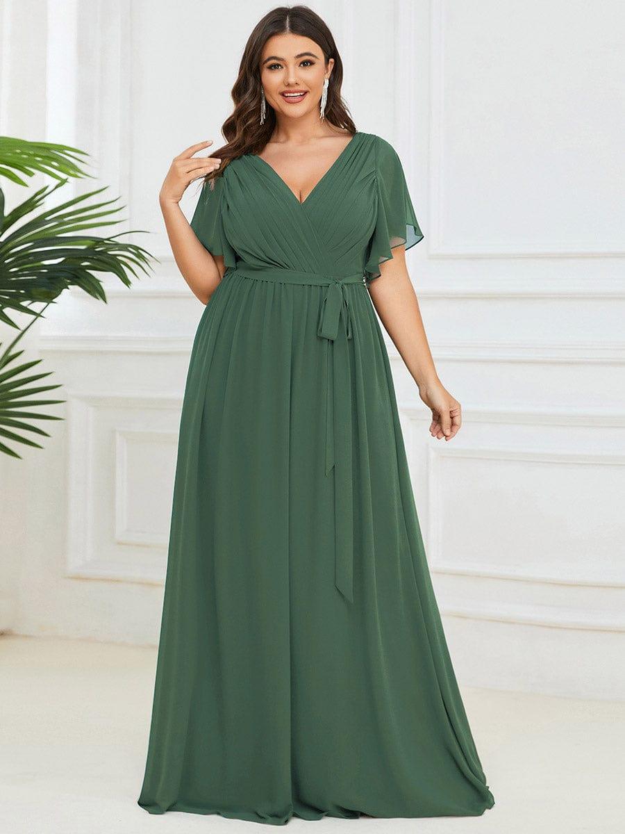 ever LEORA|A-Line Pleated Chiffon Tie-Waist Wedding Guest Dress