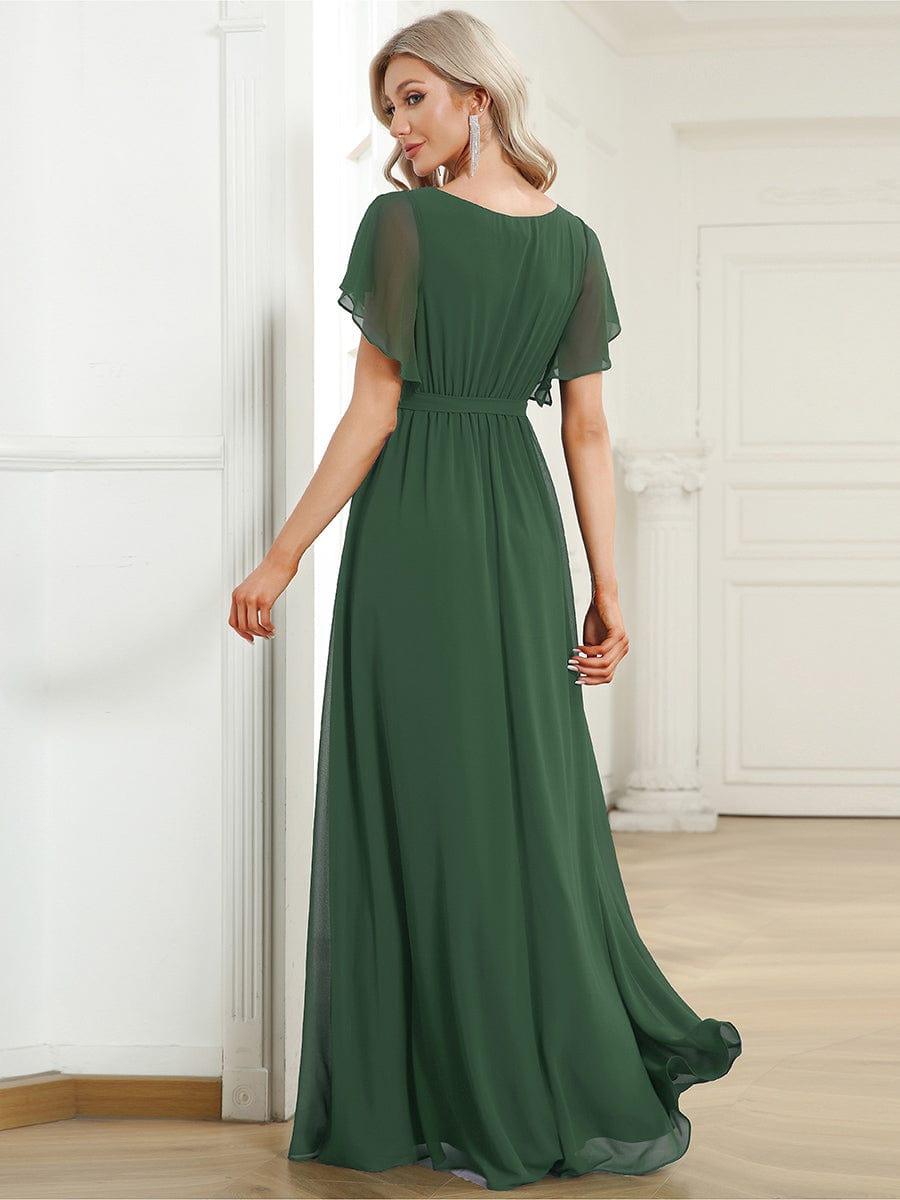 ever LEORA|A-Line Pleated Chiffon Tie-Waist Wedding Guest Dress