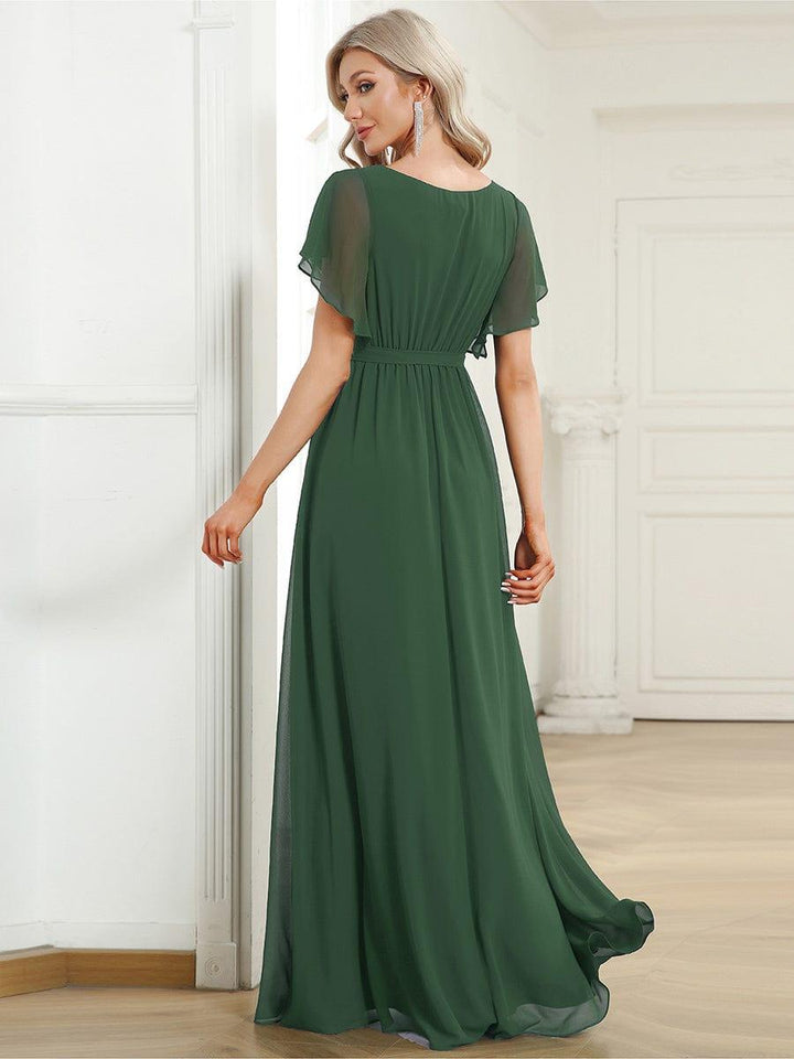 ever LEORA|A-Line Pleated Chiffon Tie-Waist Wedding Guest Dress