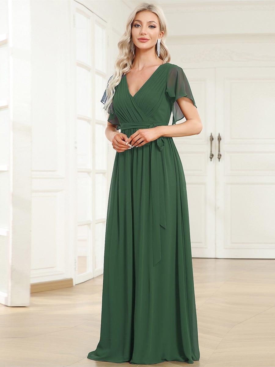 ever LEORA|A-Line Pleated Chiffon Tie-Waist Wedding Guest Dress