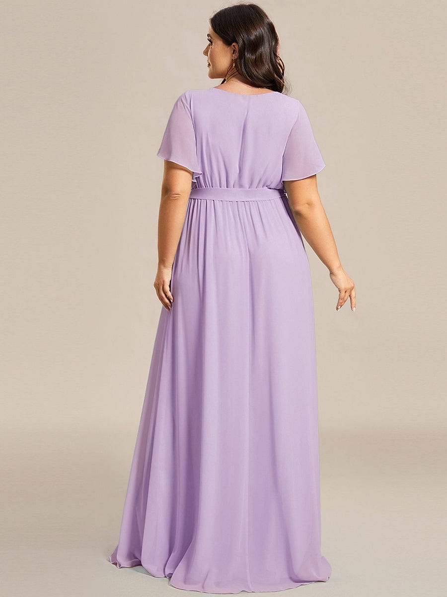 ever LEORA|A-Line Pleated Chiffon Tie-Waist Wedding Guest Dress