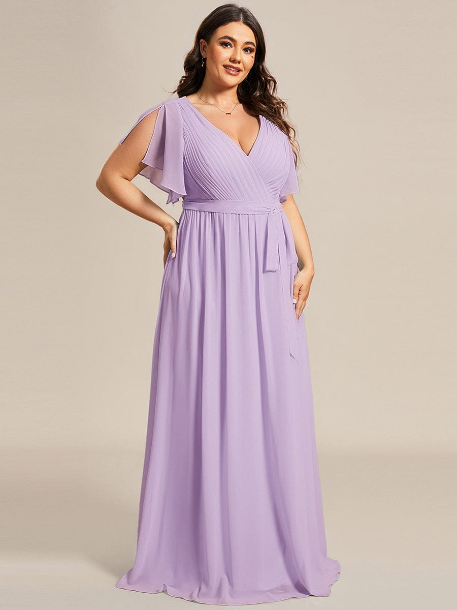 ever LEORA|A-Line Pleated Chiffon Tie-Waist Wedding Guest Dress