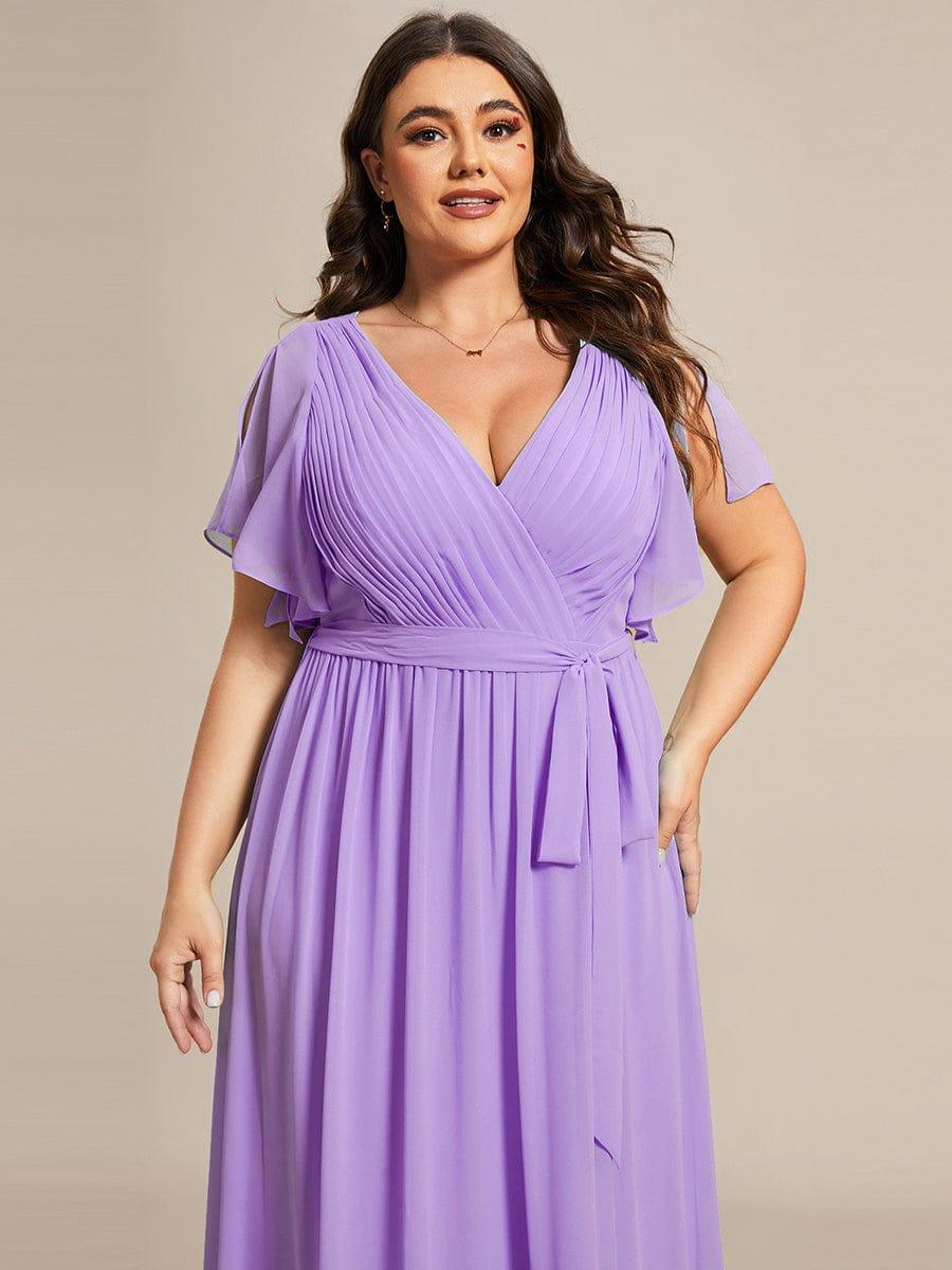 ever LEORA|A-Line Pleated Chiffon Tie-Waist Wedding Guest Dress