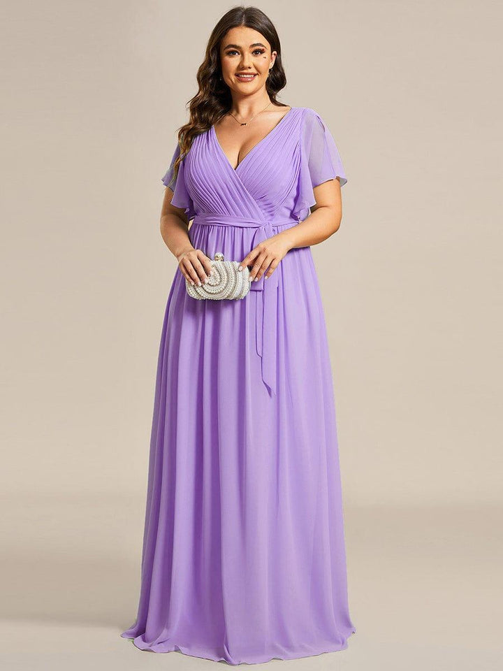 ever LEORA|A-Line Pleated Chiffon Tie-Waist Wedding Guest Dress