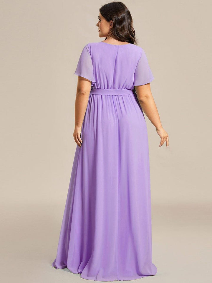 ever LEORA|A-Line Pleated Chiffon Tie-Waist Wedding Guest Dress