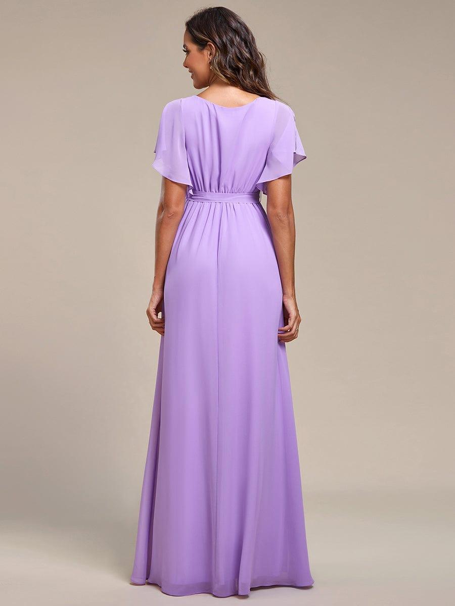 ever LEORA|A-Line Pleated Chiffon Tie-Waist Wedding Guest Dress