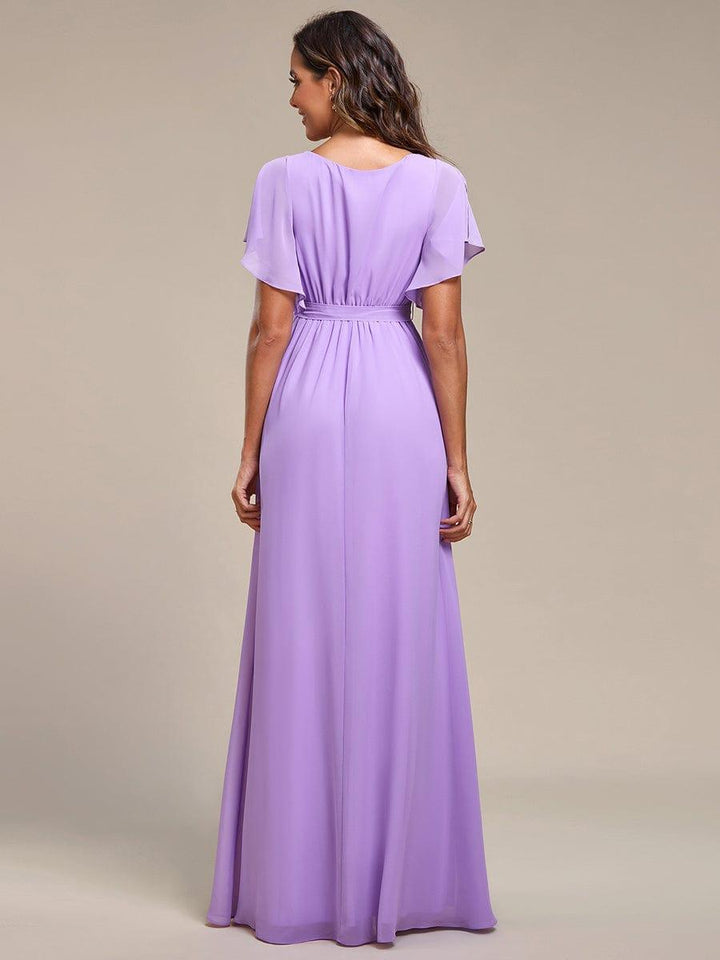 ever LEORA|A-Line Pleated Chiffon Tie-Waist Wedding Guest Dress