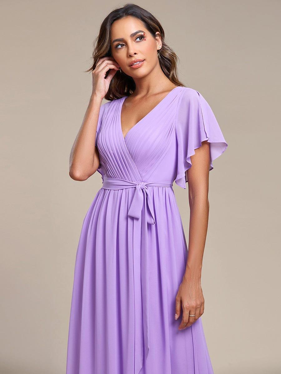 ever LEORA|A-Line Pleated Chiffon Tie-Waist Wedding Guest Dress