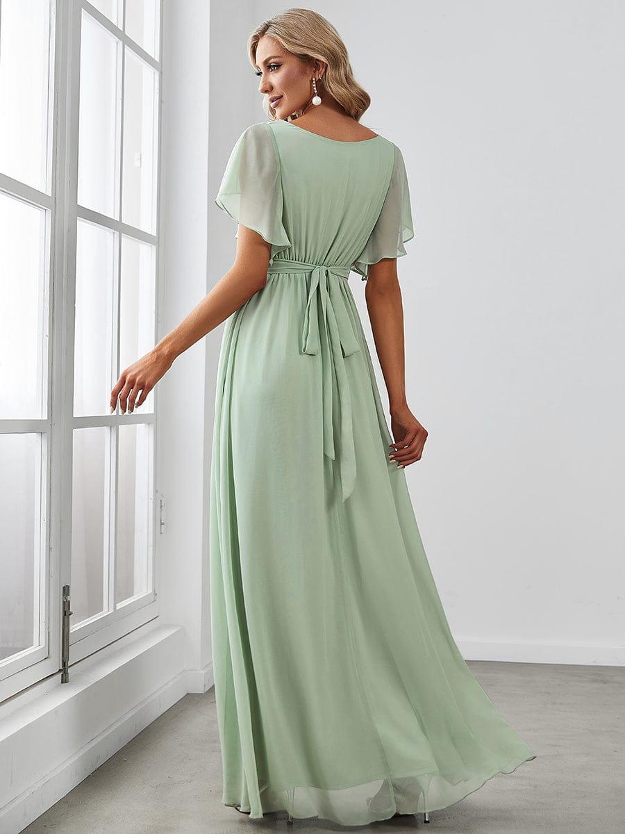 ever LEORA|A-Line Pleated Chiffon Tie-Waist Wedding Guest Dress